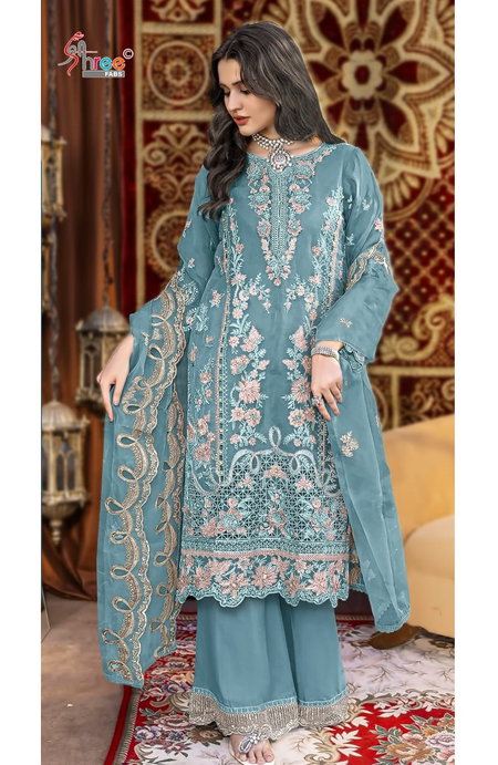 K 5344 By Shree Dinting Chiffon Surat Pakistani Salwar Suits Wholesale Market